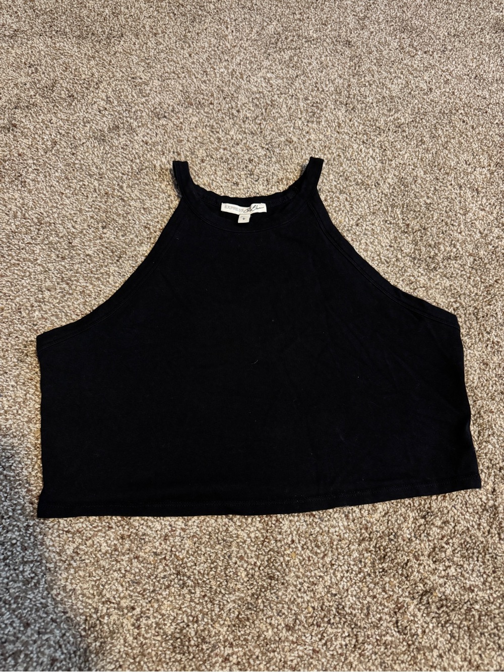 Express Black High-Neck Cropped Tank